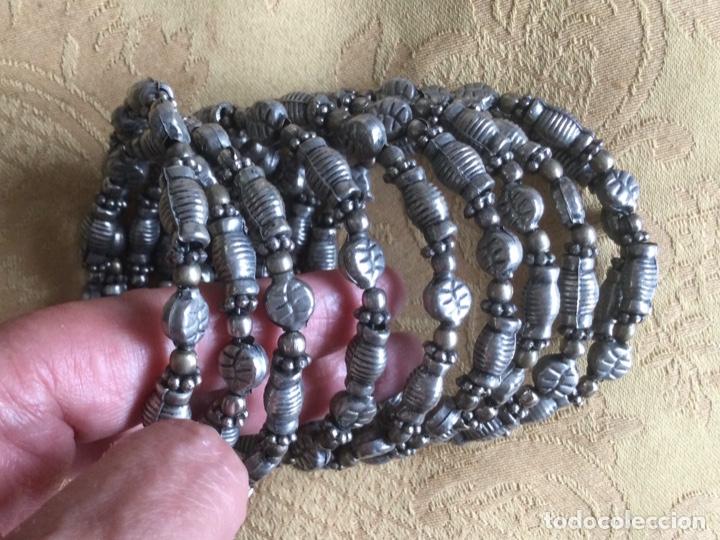 Vintage: BRAZALETE DE ABALORIOS PLATEADOS DE METAL - Foto 3