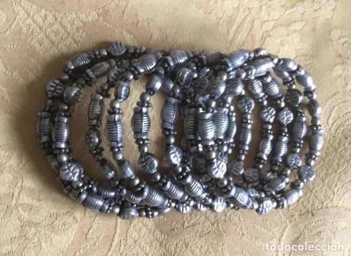 Vintage: BRAZALETE DE ABALORIOS PLATEADOS DE METAL - Foto 4