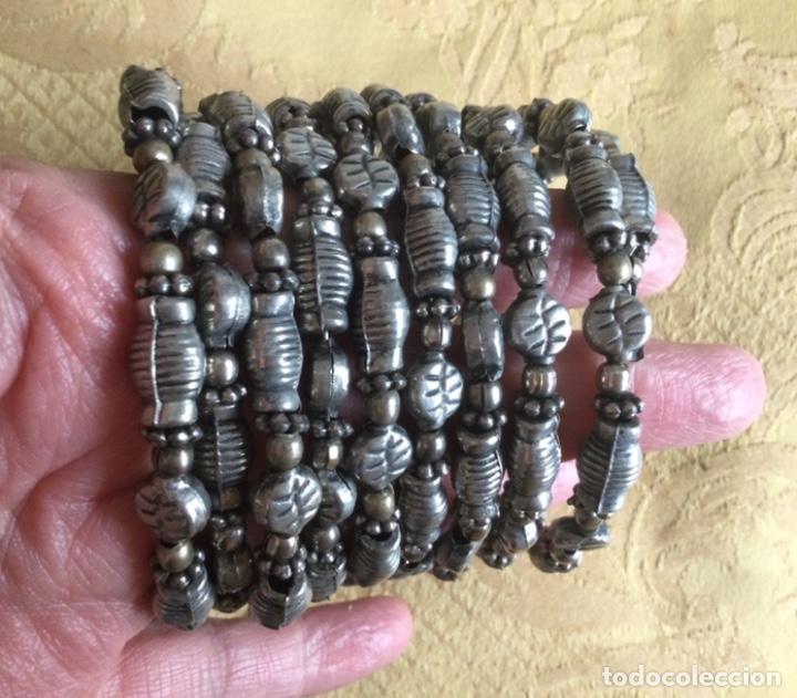 Vintage: BRAZALETE DE ABALORIOS PLATEADOS DE METAL - Foto 7