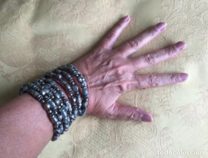 Vintage: BRAZALETE DE ABALORIOS PLATEADOS DE METAL - Foto 8
