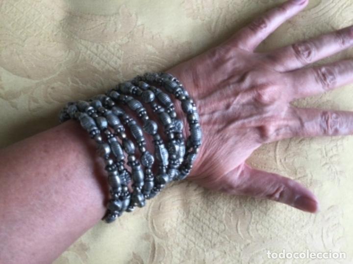 Vintage: BRAZALETE DE ABALORIOS PLATEADOS DE METAL - Foto 9