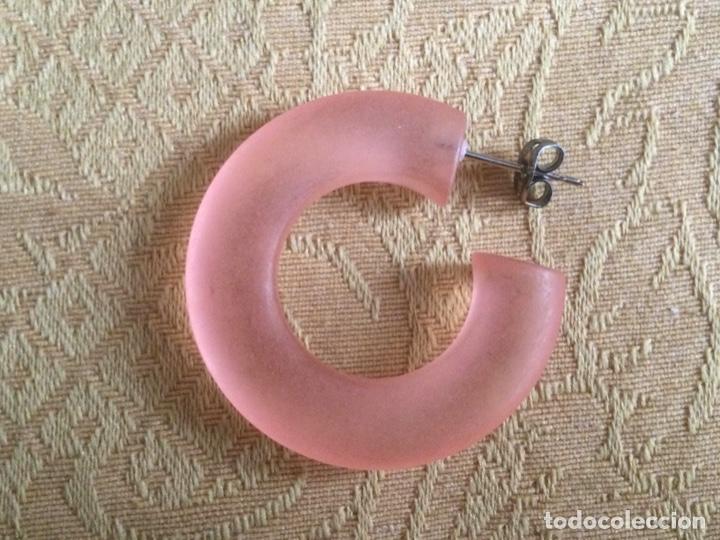 Vintage: PENDIENTES ARO, METACRILATO ROSA A&Ntilde;O 80 - Foto 4