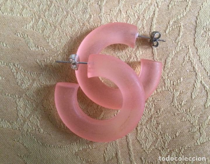 Vintage: PENDIENTES ARO, METACRILATO ROSA A&Ntilde;O 80 - Foto 5