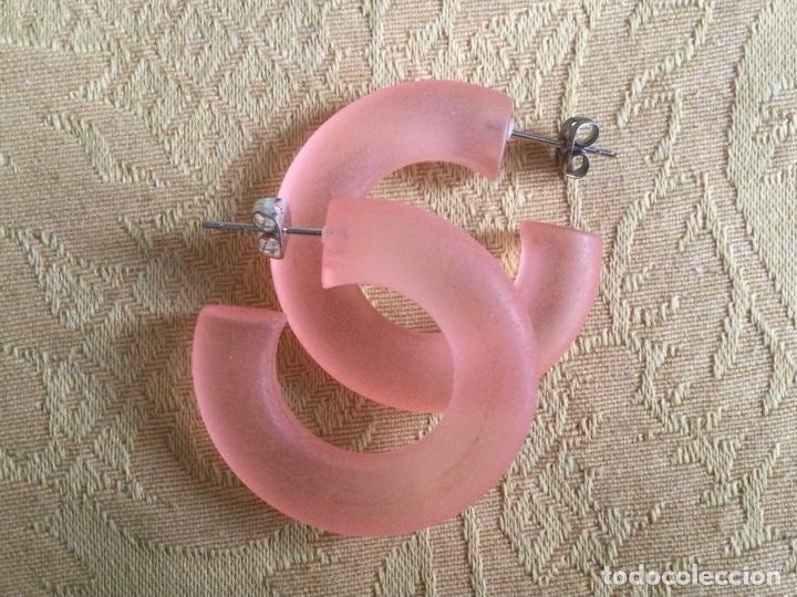 Vintage: PENDIENTES ARO, METACRILATO ROSA A&Ntilde;O 80 - Foto 6