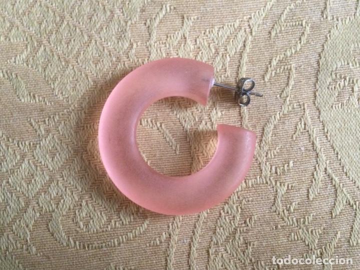 Vintage: PENDIENTES ARO, METACRILATO ROSA A&Ntilde;O 80 - Foto 7