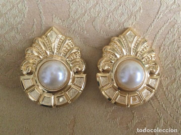 Vintage: PENDIENTES VINTAGE CON PERLA CENTRAL - Foto 1