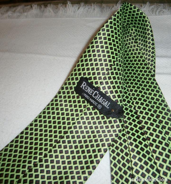 Vintage: corbata semi seda hecha a mano de Rene Chagal - Foto 3