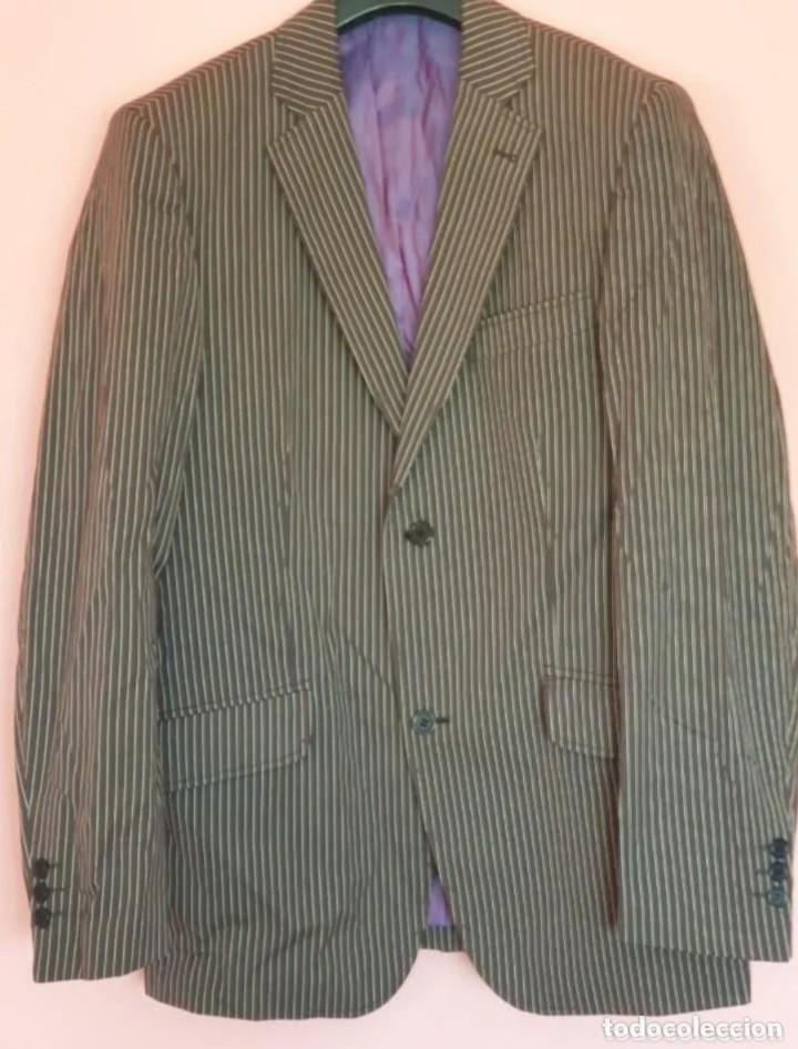 americana de rayas marrón y blanca florentino. - Comprar Moda vintage hombre  en todocoleccion - 286698518