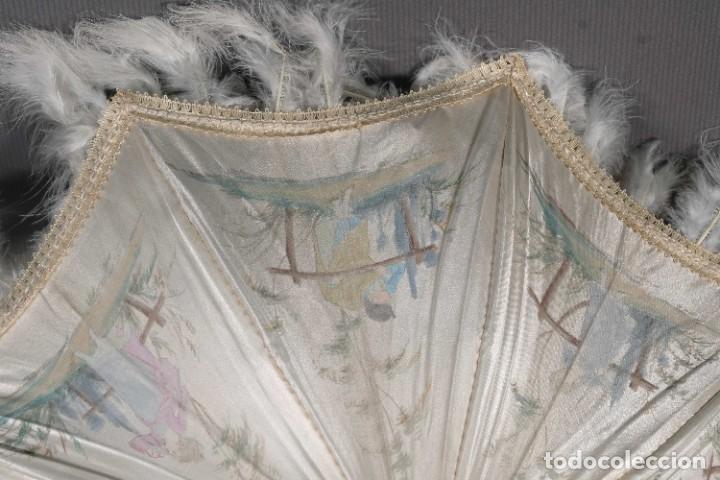 Vintage: Parasol en seda pintada con plumas - Foto 3