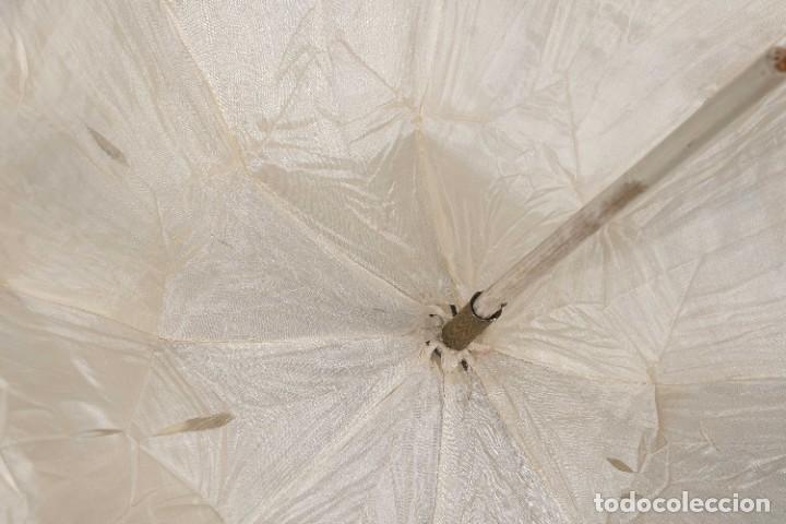 Vintage: Parasol en seda pintada con plumas - Foto 12