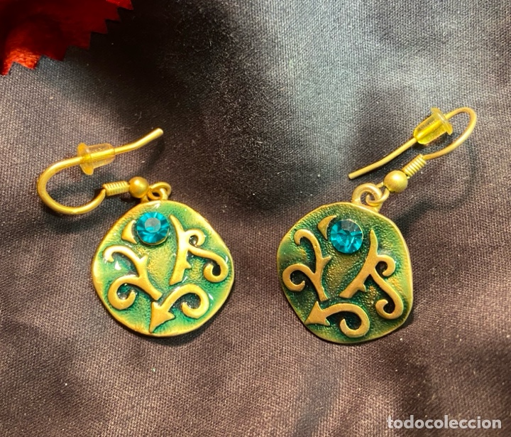 Vintage: C-1-28.a Pendientes esmalte. Hecho a mano - Foto 1