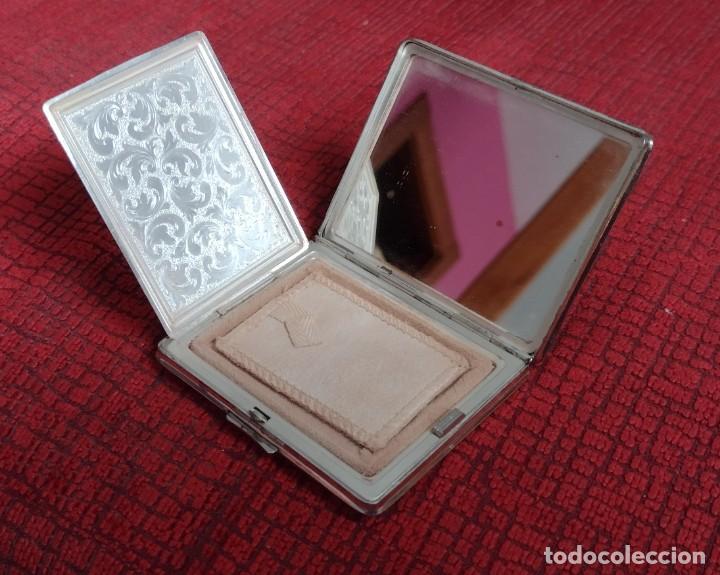 Vintage: Preciosa polvera/espejo portable Alpaca - Foto 1