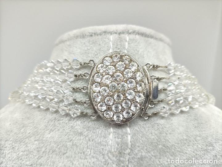 Vintage: Collar de cuentas de cristal verde y blanco. - Foto 2