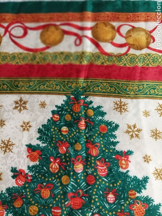 Vintage: PA&Ntilde;UELO DE SEDA CON MOTIVOS NAVIDE&Ntilde;OS - Foto 10