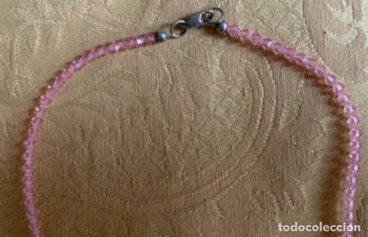 Vintage: GARGANTILLA DE CRISTAL ROSA, CIERRE DE PLATA - Foto 7