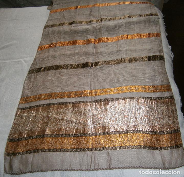Vintage: chal pa&ntilde;uelo algodon y seda medidas 87 cms x 35 cms - Foto 2