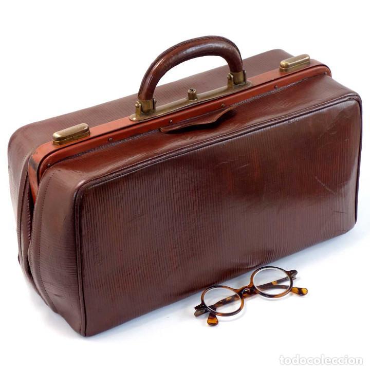 antiguo maletín médico piel bronce. diseño Acheter Accessoires vintage sur todocoleccion
