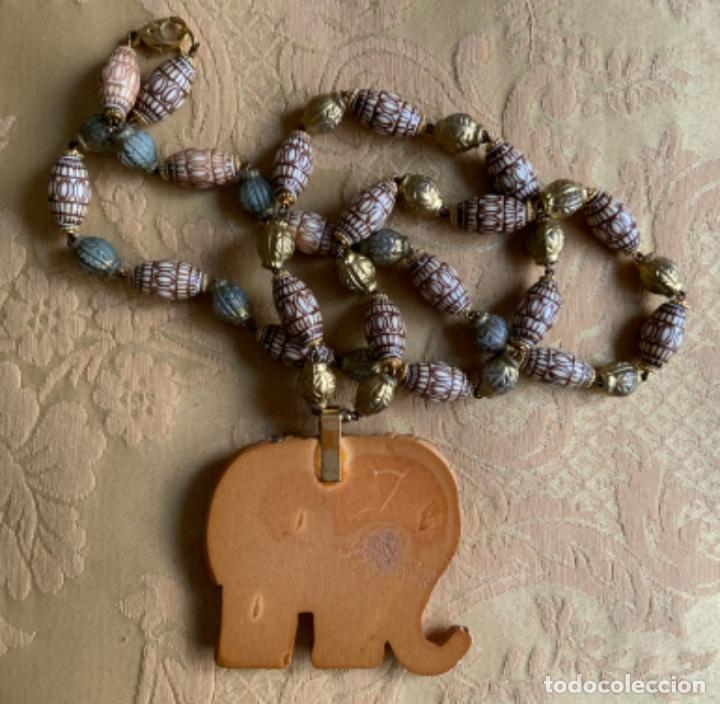 Vintage: COLLAR ETNICO DE MADERA POLICROMADA CON ELEFANTE - Foto 10