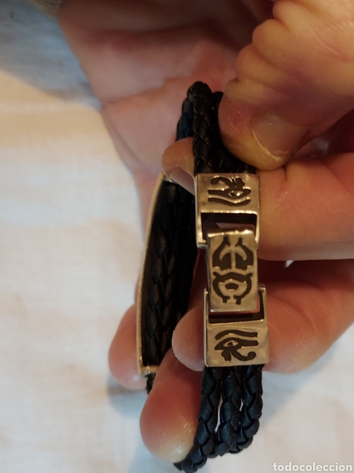 Vintage: PULSERA DE PLATA Y TIRAS NEGRAS - Foto 3