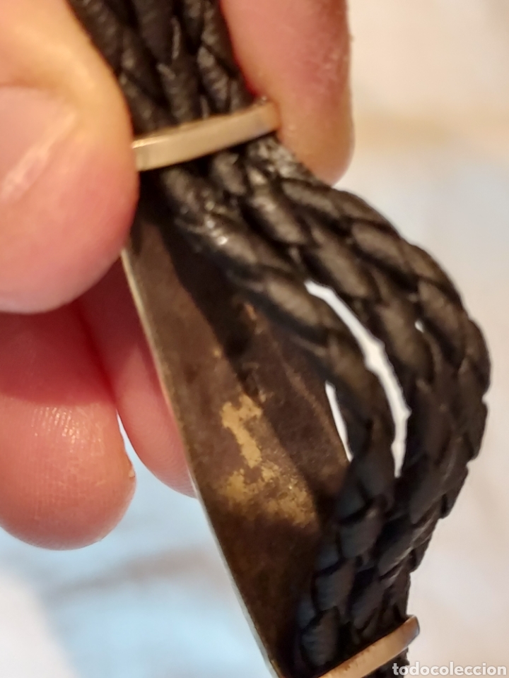 Vintage: PULSERA DE PLATA Y TIRAS NEGRAS - Foto 6