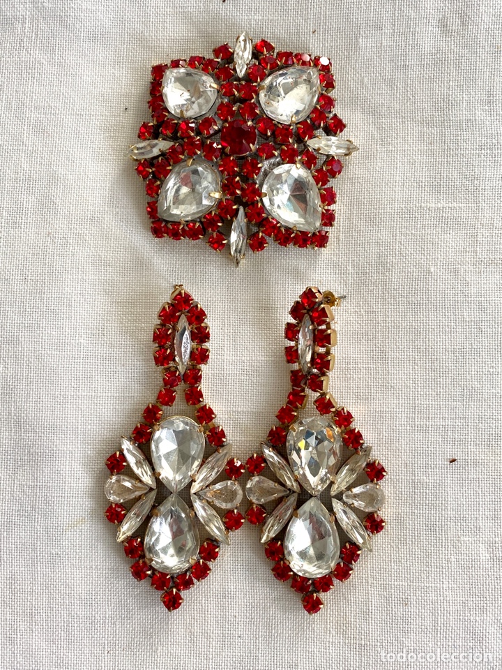 Vintage: Conjunto vintage de broche y pendientes - Foto 1