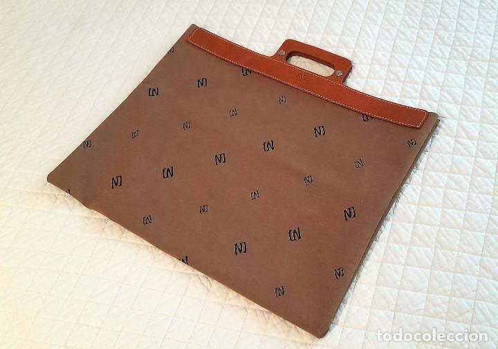 Vintage: Bolsa portadocumentos de lona y piel - Foto 1