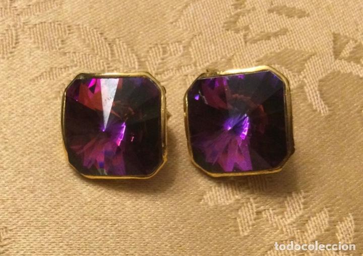 Vintage: PENDIENTES VINTAGE PIEDRA MORADA - Foto 1