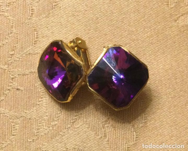 Vintage: PENDIENTES VINTAGE PIEDRA MORADA - Foto 2