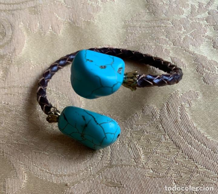 Vintage: PULSERA CUERO Y TURQUESAS - Foto 3
