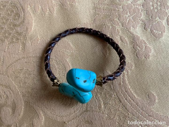 Vintage: PULSERA CUERO Y TURQUESAS - Foto 4