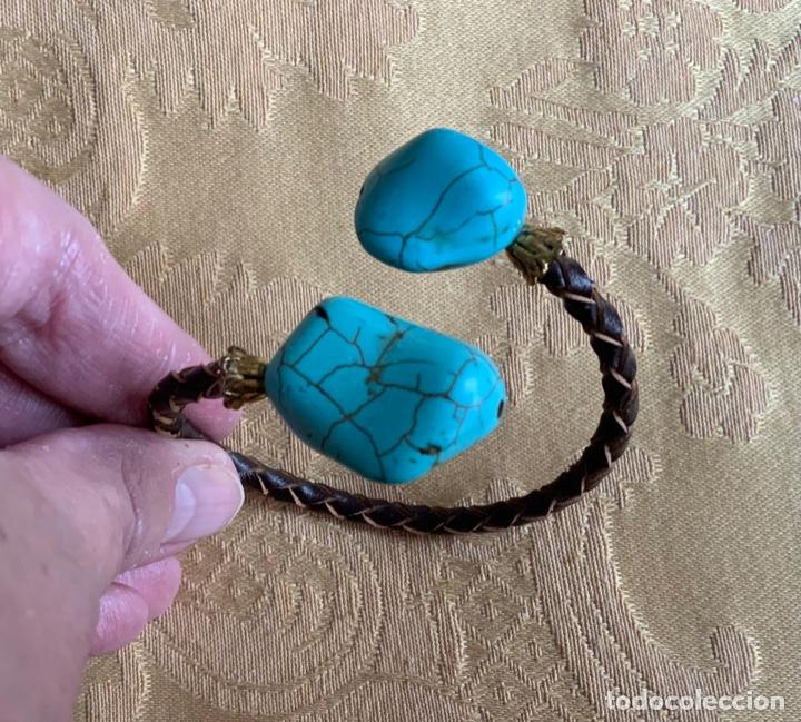 Vintage: PULSERA CUERO Y TURQUESAS - Foto 6