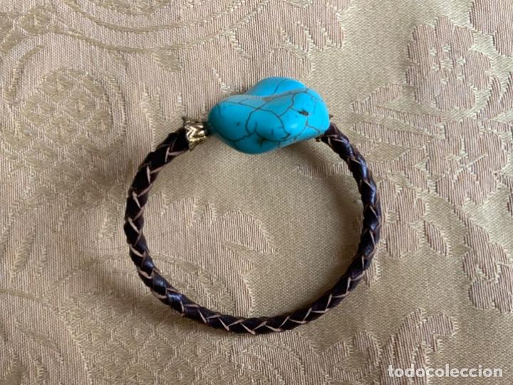 Vintage: PULSERA CUERO Y TURQUESAS - Foto 7