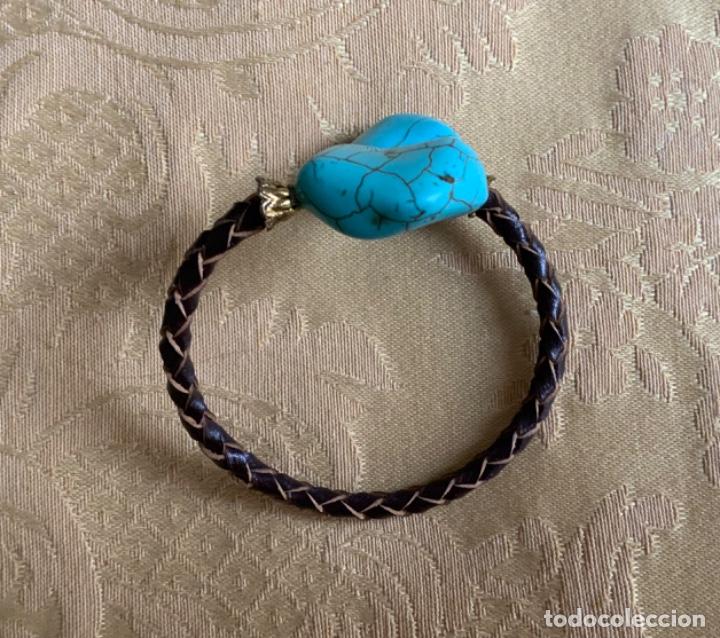 Vintage: PULSERA CUERO Y TURQUESAS - Foto 8