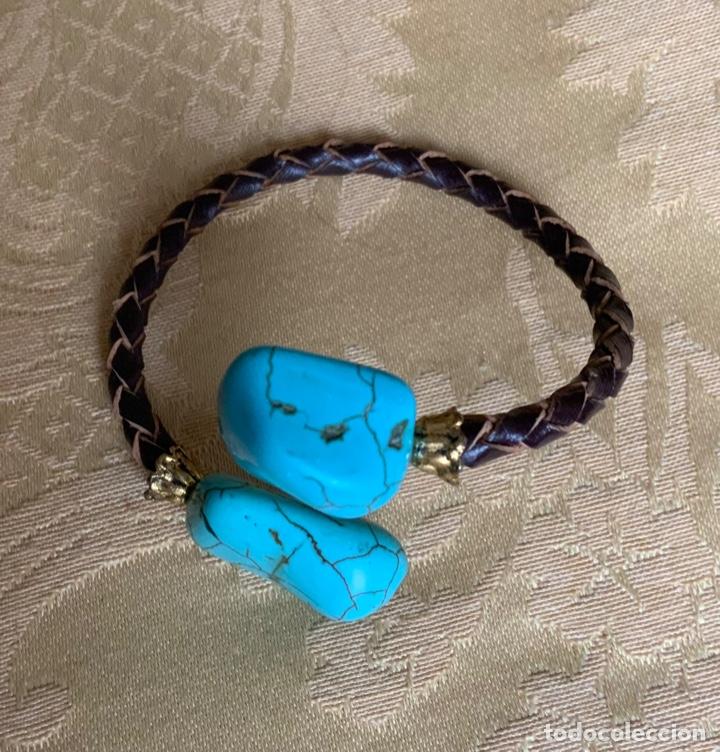 Vintage: PULSERA CUERO Y TURQUESAS - Foto 9
