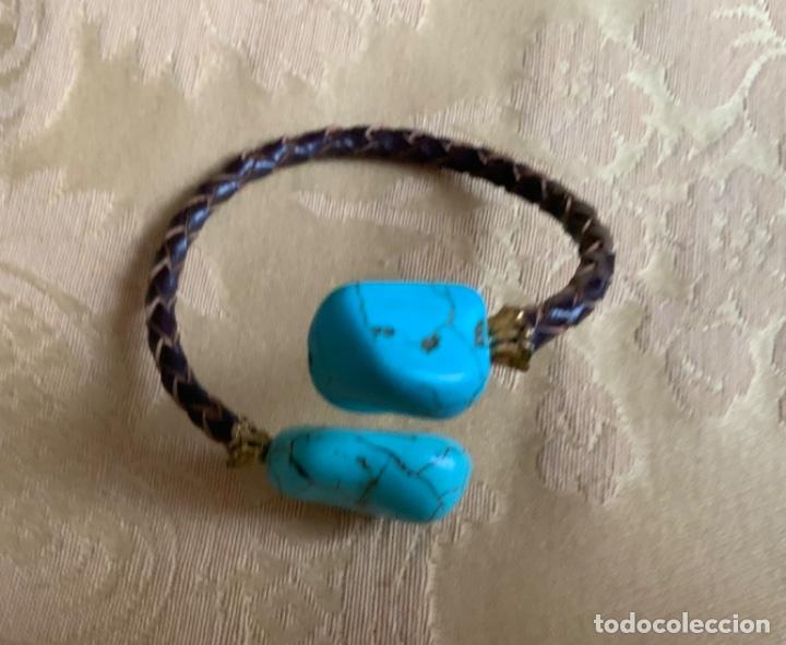 Vintage: PULSERA CUERO Y TURQUESAS - Foto 11
