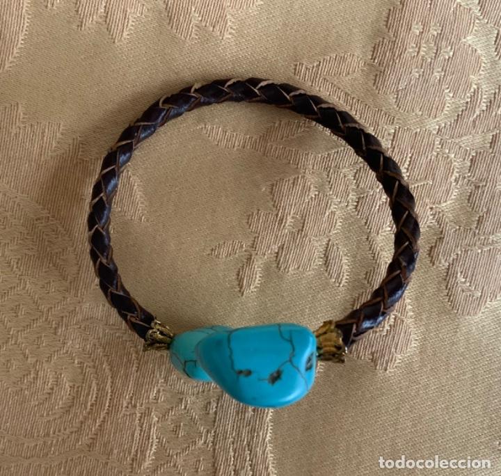 Vintage: PULSERA CUERO Y TURQUESAS - Foto 12