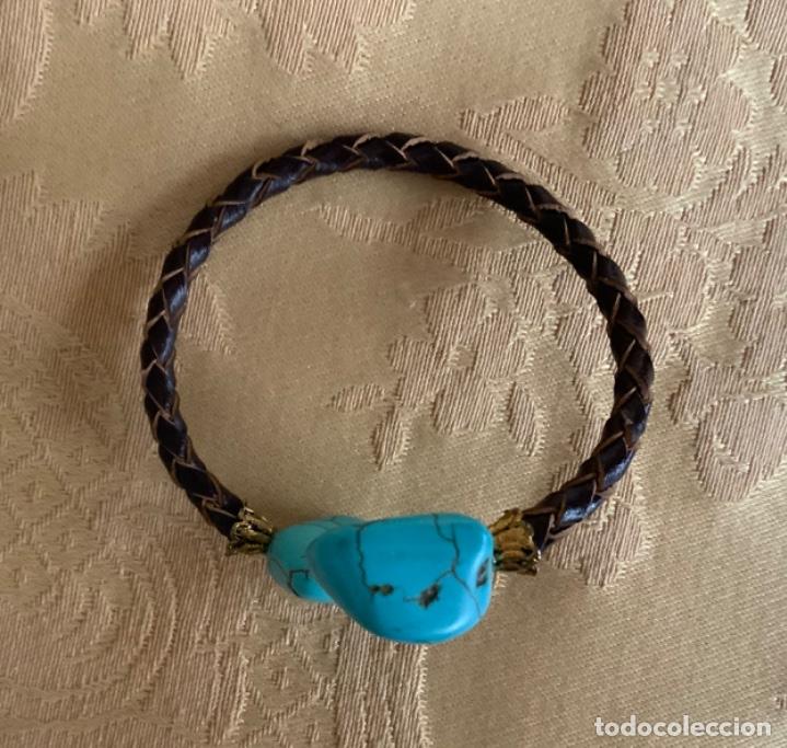 Vintage: PULSERA CUERO Y TURQUESAS - Foto 13