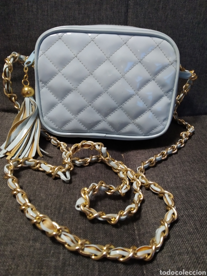 Vintage: Bolso acolchado celeste fiesta - Foto 1