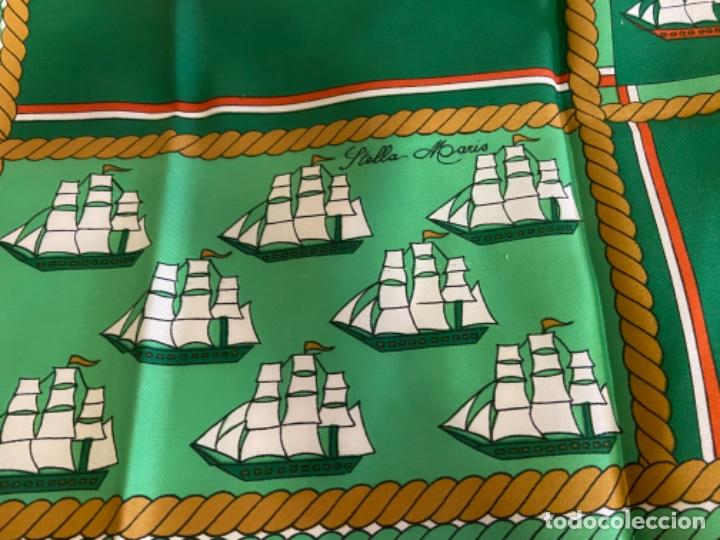 Vintage: C-42. Pa&ntilde;uelo seda Stella Maris. Barcos. - Foto 2
