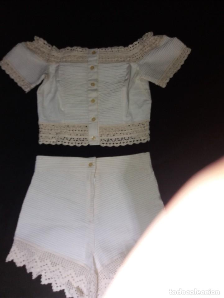 Vintage: Conjunto pantal&oacute;n corto y corpi&ntilde;o, con ganchillo material algod&oacute;n - Foto 1
