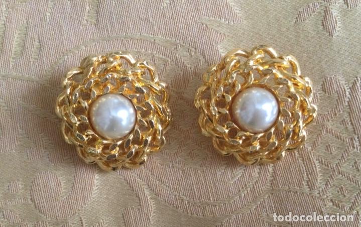 Vintage: PENDIENTES VINTAGE CADENA Y PERLA - Foto 2