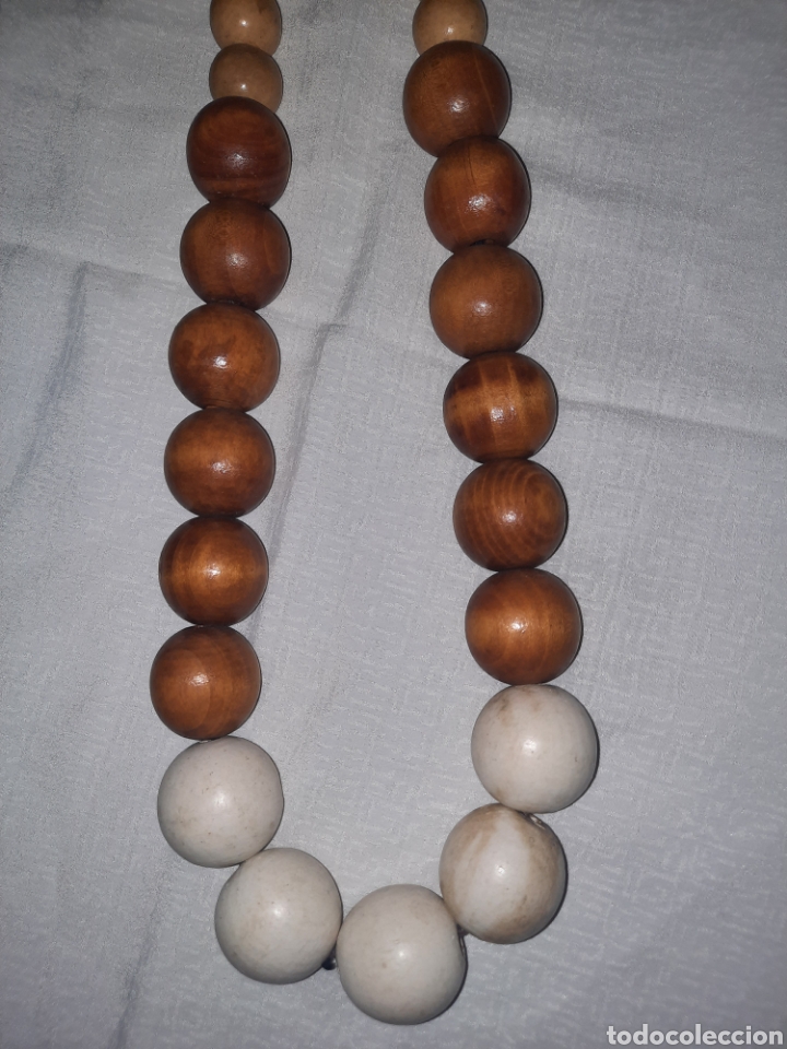 Vintage: LARGO COLLAR DE CUENTAS DE MADERA VINTAGE BICOLOR - Foto 1