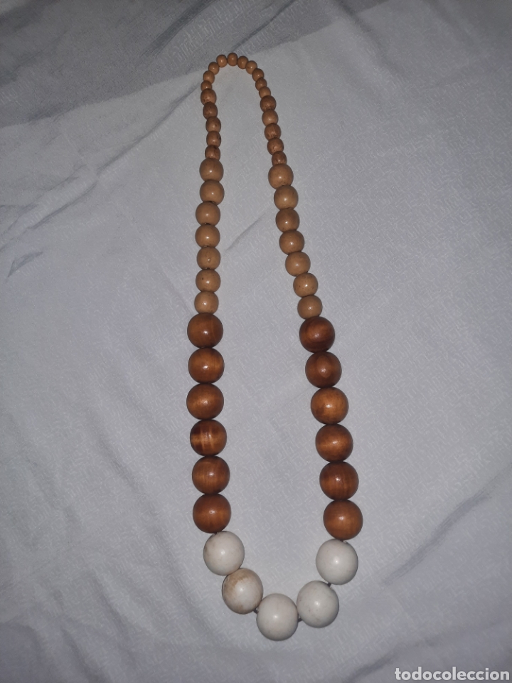 Vintage: LARGO COLLAR DE CUENTAS DE MADERA VINTAGE BICOLOR - Foto 4