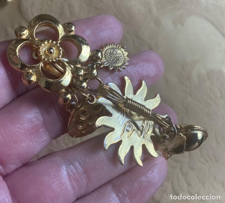 Vintage: PENDIENTES LARGOS METAL DORADO - Foto 4