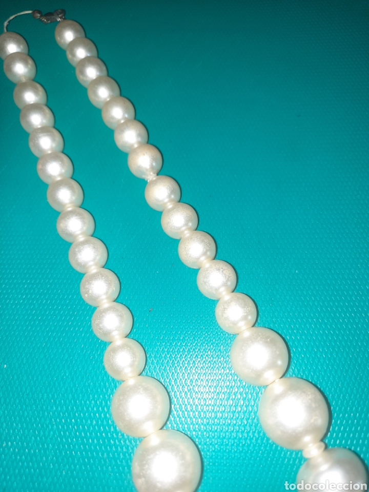Vintage: LARGO COLLAR VINTAGE CON ABALORIOS COLOR PERLA - Foto 3