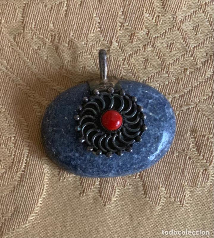 Vintage: COLGANTE LAPISLAZULI Y PLATA CONTRASTADA - Foto 1