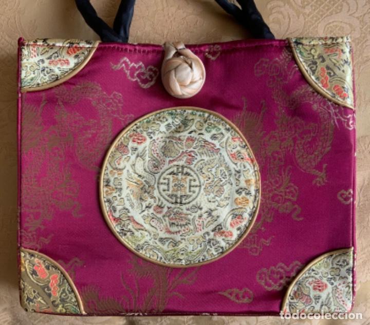 Vintage: BOLSO ORIENTAL, SEDA NATURAL - Foto 2