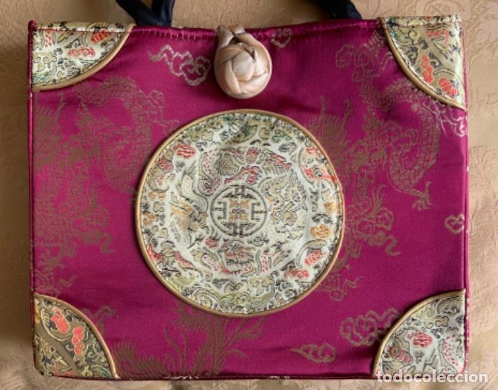 Vintage: BOLSO ORIENTAL, SEDA NATURAL - Foto 3