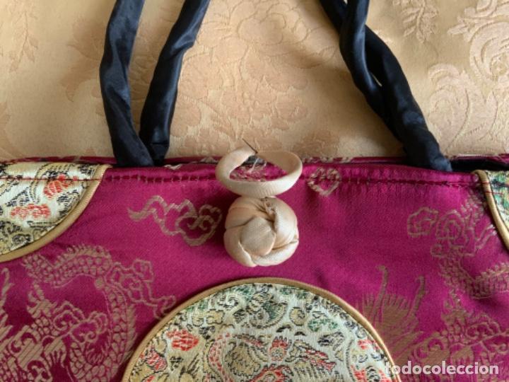Vintage: BOLSO ORIENTAL, SEDA NATURAL - Foto 4