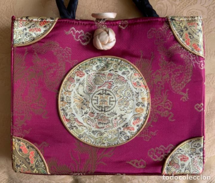 Vintage: BOLSO ORIENTAL, SEDA NATURAL - Foto 5